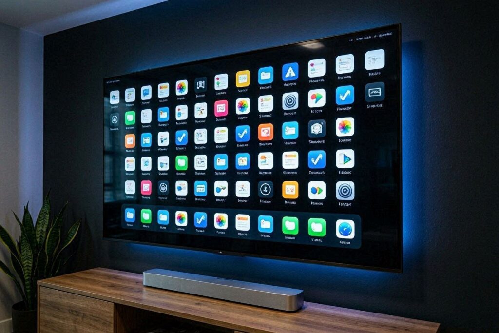 Best IPTV apps for Smart TV USA 2026 - Samsung smart TV with streaming apps